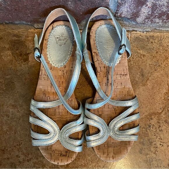 ANTHROPOLOGIE Miss Albright Philadelphia Blue Metallic Leather Strappy Sandals - Picture 10 of 10
